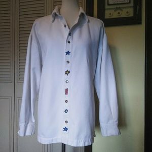 Byrkit, XL, white, cotton button down.
